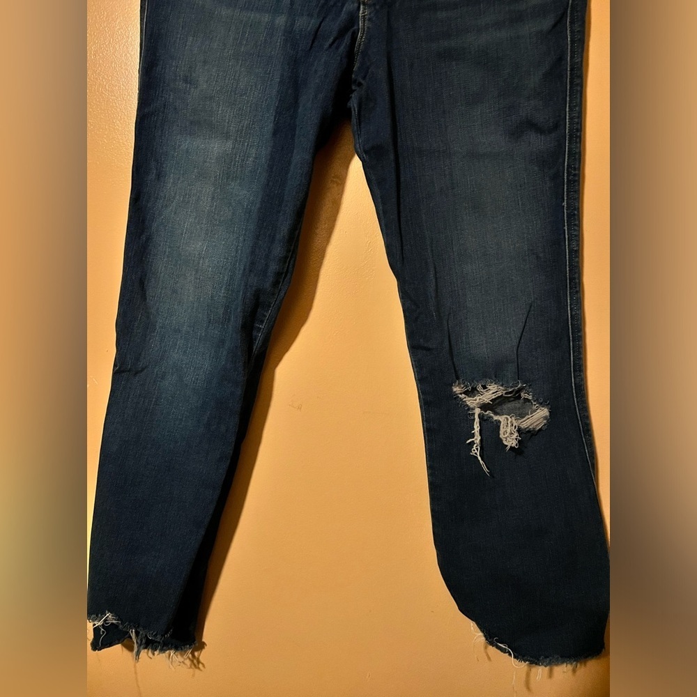 Frame distressed ripped Dark Blue Flared Jeans le crop mini boot 30 - Picture 7 of 14
